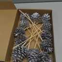 12 Pack Silver Christmas Glitter Pine Cones Picks for Christmas Tree 3.15 Inches Pinecone with Wired Stem Artificial Xmas Tree Ornaments Decorations for Garland Wreath DIY Craft