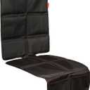 Lusso Gear Car Seat Protector for Baby Car Seat - Thick Padding - Seat Protector Under Baby Car Seat with 2 Mesh Storage Pockets - Black Waterproof Baby Car Seat Protector - Non-Slip Padded Backing (1-Pack Black)