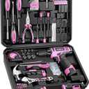PULITUO Drill Set, 148-Piece Home Tool Set with 12V Pink Cordless Drill, Hand Tool Kits, and Tool Box, Suitable for Men, Women, and DIY Enthusiasts for Home Improvement.