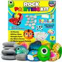 JOYEZA Rock Painting Kit Deluxe, Arts and Crafts for Girls Boys Age 6+, 12 Rocks Tween Gift Art Set, Waterproof Paints, Craft Kits Art Supplies, Kids Crafts Ages 6-8, Kids Activities 6 7 8 9 10, 2 Pack