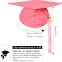 3 x Newrara Graduation Unisex Matte Adult Graduation Cap with Tassel (Pink)