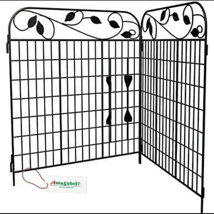 AMAGABELI Garden & Home Amagabeli 2 Pack Decorative Garden Fence Border 36in(L) x44in(H) Animal Barrier Dogs Rustproof Landscape Wrought Iron Fencing Gate Folding Patio Flower Bed Black ET043