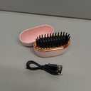 SL Euthtion Cordless Mini Hair Straightener Brush - Rechargeable Battery-Powered, Portable Small Straightening Comb with 3 Temperature Settings for Travel, RV, Outdoor