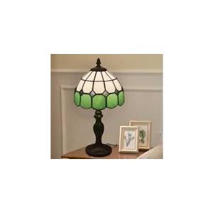 Tiffany Style Lamps Stained Glass Small Table Desk Light 15 Inches Tall Stained Glass 8 Inches Wide Lamp Shade Vintage Antique Accent Lamp Mediterranean Handmade Desk Bedside Table Night Lamp,Green