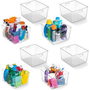 ClearSpace Clear Plastic Storage Bins XL 8 Pack Perfect Kitchen or Pantry Organization Fridge Organizer and Storage Bins, Cabinet Organizers