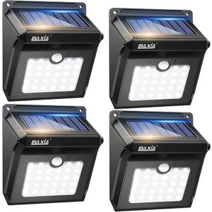 BAXIA TECHNOLOGY Solar Outdoor Lights Wireless Security Motion Sensor Solar Lights Outdoor Waterproof for Front Door, Backyard, Steps, Garage, Garden (400LM, 4 Packs)