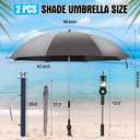 Talltalk 2 Pcs Beach Umbrella with Universal Clamp Adjustable Beach Shade UV Protection Chair Portable Outdoor Umbrella for Camping Patio Chairs Golf Carts