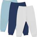 Baby Jogger Pants with Elastic Cuffs Stay-On Lightweight Toddler Joggers, Soft & Stretchy Baby Pants, 3-Pack (S)