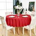 Red Round Tablecloth Waterproof Stain Resistant Wrinkle Free Table Cloth 210GSM Polyester Washable Wipeable Table Cover for Party, Banquet, Wedding, Indoor and Outdoor use (90 inch, Circle)