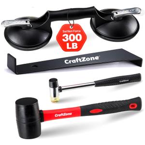 CRAFTZONE 4PC Laminate Flooring Tools, Floor Gap Repair Tool Set with Suction Cup & Rubber Mallet Hammer, Fixer Tool for Floating Wood Floors