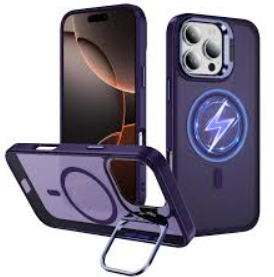 ADDIT Compatible with iPhone 17 Plus Case with Tempered Glass Screen Protector, Adjustable Kickstand Ring, Military-Grade Heavy Duty Protection, Shockproof, Anti-Fingerprint, Purple