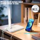White crown LED Desk Lamp Dimmable Table Lamp Reading Lamp with USB Charging Port, 5 Lighting Modes, Sensitive Control, 30/60 Minutes Timer (White, First-Generation)