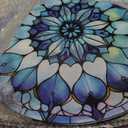 Cinnvoice Outdoor Side Table Round Small Mosaic Patio Accent Indoor End Plant Coffee Tea Table for Yard Patio Porch Garden Living Room, Bedroom(Mandala Style,18 Inch)