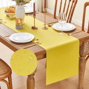 YATOJUZI Yellow Table Runner Seasonal Autumn Kitchen Dining Coffee Table Decoration 55 Inches Long Waterproof Farmhouse Rustic Table Runner Halloween Home Wedding Party Birthday Decor 16x55Inch
