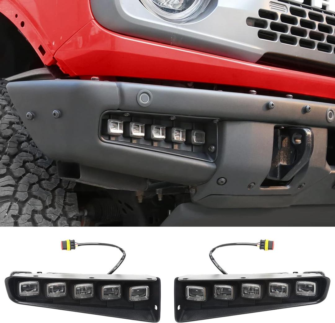 Mabett Fog Lights Assemblies Compatible with Ford Bronco 2021 2022 2023 2024, Daytime Running Lights for Bronco Accessories 2/4-Door (10-Lights)