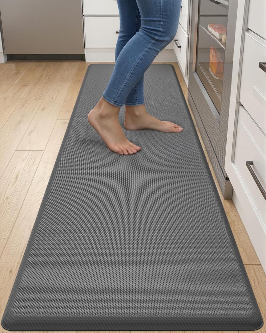 DEXI Kitchen Mat Cushioned Anti Fatigue, Extra Long Large Comfort Standing Floor Mats Waterproof, Memory Foam Antifatigue Runner Rug for Desk Office, Sink, Laundry, 70x20, Grey