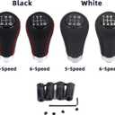 VBT Universal 5-Speed Leather Shift Knob with Boot Cover in Black - Fits Most Manual Transmission Cars (3.63" L x 1.86" W x 1.12" H)