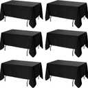 6-Pack Black Tablecloths for Rectangle Tables, 60 x 120 Inches, Stain-Resistant Polyester Fabric for 6 Foot Tables - Washable Table Covers for Weddings, Banquets, Birthday, Parties, Events