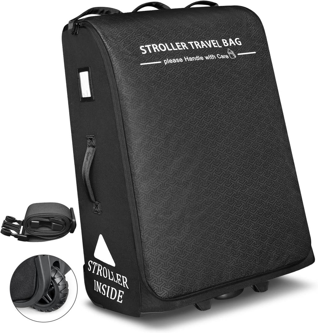 Padded Stroller Travel Bag for Airplane with Wheels, 32"L x 24"W x 12"H
