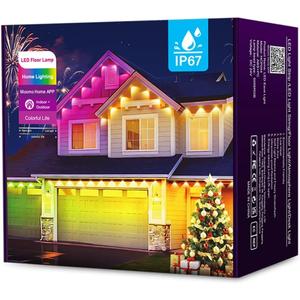 WiFi+Bluetooth Permanent Outdoor Intelligent Colorful Eaves led Lights, App and Voice Control,Compatible with Alexa, for Christmas,House Decorations.100ft (US)