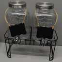 1 Gallon Glass Beverage Dispenser -Set of 2, Drink Dispenser with Stand & Fruit Infuser, Stainless Steel Spigot - Glass Drink Dispensers for Parties, Drink Dispensers with Lids for Lemonade Sun Tea