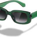 kimorn Rectangle Sunglasses for Women Men Trendy Retro Fashion Sun Glasses 90s Vintage UV 400 Protection Square Frame K1200 (Green Frame Gradient Grey Lens)