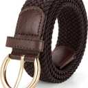 JASGOOD Women Braided Woven Elastic Stretch Belt Canvas Casual Belt for Jeans Pants (Fit Size 29"-32", K-coffee)