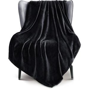 Exclusivo Mezcla Fleece Black Throw Blanket for Couch, Sofa, Super Soft and Warm Blankets, All Season, Cozy, Plush, Lightweight, 50x60 Inches