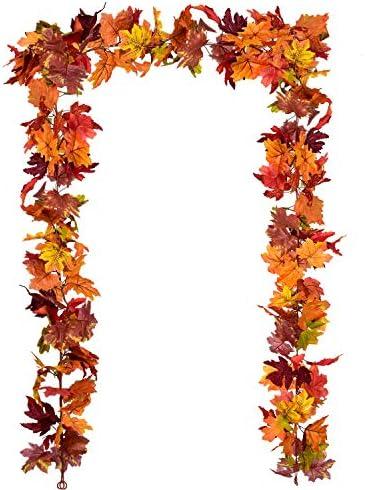 DearHouse 2 Pack Fall Garland Maple Leaf, 5.9Ft/ Piece 7 Colors Hanging Vine Garland Artificial Autumn Foliage Garland Thanksgiving Decor for Home Wedding Fireplace Party Christmas
