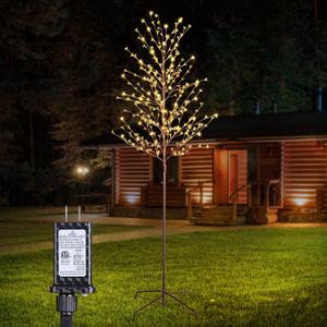 Lomotech Lighted Cherry Blossom Tree - 6Ft Artificial Tree with 8 Modes Timer for Indoor Outdoor Party Holiday Christmas Decorations (Warm White)