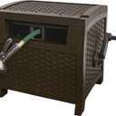 Suncast 175 ft. Wicker Style Resin Hose Hideaway with Hose Guide, Java, Made in the USA