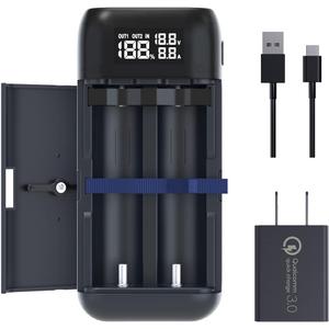 PC2 18650 Battery Charger with XTAR QC3.0 18W Wall Charger USB C Port 21700 Battery Charger with USB Output Function for 18650 20700 21700 Batteries-Not Included Batteries