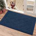 BEQHAUSE Dirt Trapper Door Mat 20" x 32", Doormat Non-Slip Entryway Rugs Washable, Dog Door Mat Stain Resistant and Absorbent Welcome Floor Mat for Front Back Door, Mud Wet Shoes & Paws, Navy Blue
