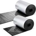 Frienda 2 Rolls 12 x 180 x 1/8 Inch Duct Tape Self Adhesive HVAC Wrap Insulation Thick Aluminum Sliver Pipe Tape Wrap Blanket Foil Heat Radiant Barrier Strong Adhesive for Wall Sound Deadening Pipe