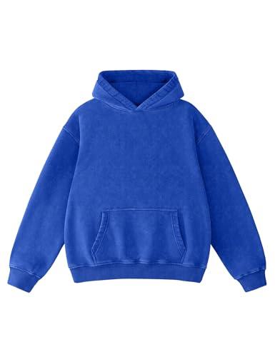 Hatant Oversized Hoodie Sweatshirts for Women Couples Heavyweight Hoodies Pullover Vintage Acid Wash Sweaters Hoodies with Pocket Women's Fashion Hoodies Sweatshirts 2026 Blue-M