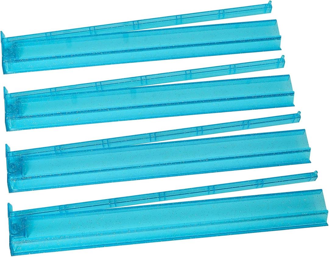 American Acrylic Mahjong All-in-one Tile Rack with Pusher Combo, Modern Mahjong Tiles Racks Pusher 17.7" (Set of 4, Blue)