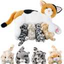 Skylety Nurturing Cat Stuffed Animal with 4 Plush Kittens, Cats Baby Stuffed for Girls Boys Plushy Mommy Kitty with Baby Kittens for Birthday Party Favors Gifts(Lovely Style)