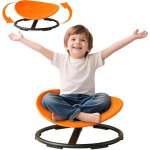 Autism Kids Swivel Chair,Spin Sensory Chair,Kids Spinning Chair,Sit Spin Training Body Coordination,Metal Base Non-Slip Small Desk Chair (Orange)