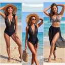 Blooming Jelly Womens High Waisted Bikini Sets Tummy Control Swimsuits (Black, XL)