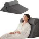 Bedluxe 3Pcs Orthopedic Bed Wedge Pillow Set, Foam Wedge Pillow Post Surgery for Back, Leg and Knee Support, Adjustable 9&12 Inch Folding Triangle Pillow for Sleeping, Acid Reflux, Snoring, Dark Grey