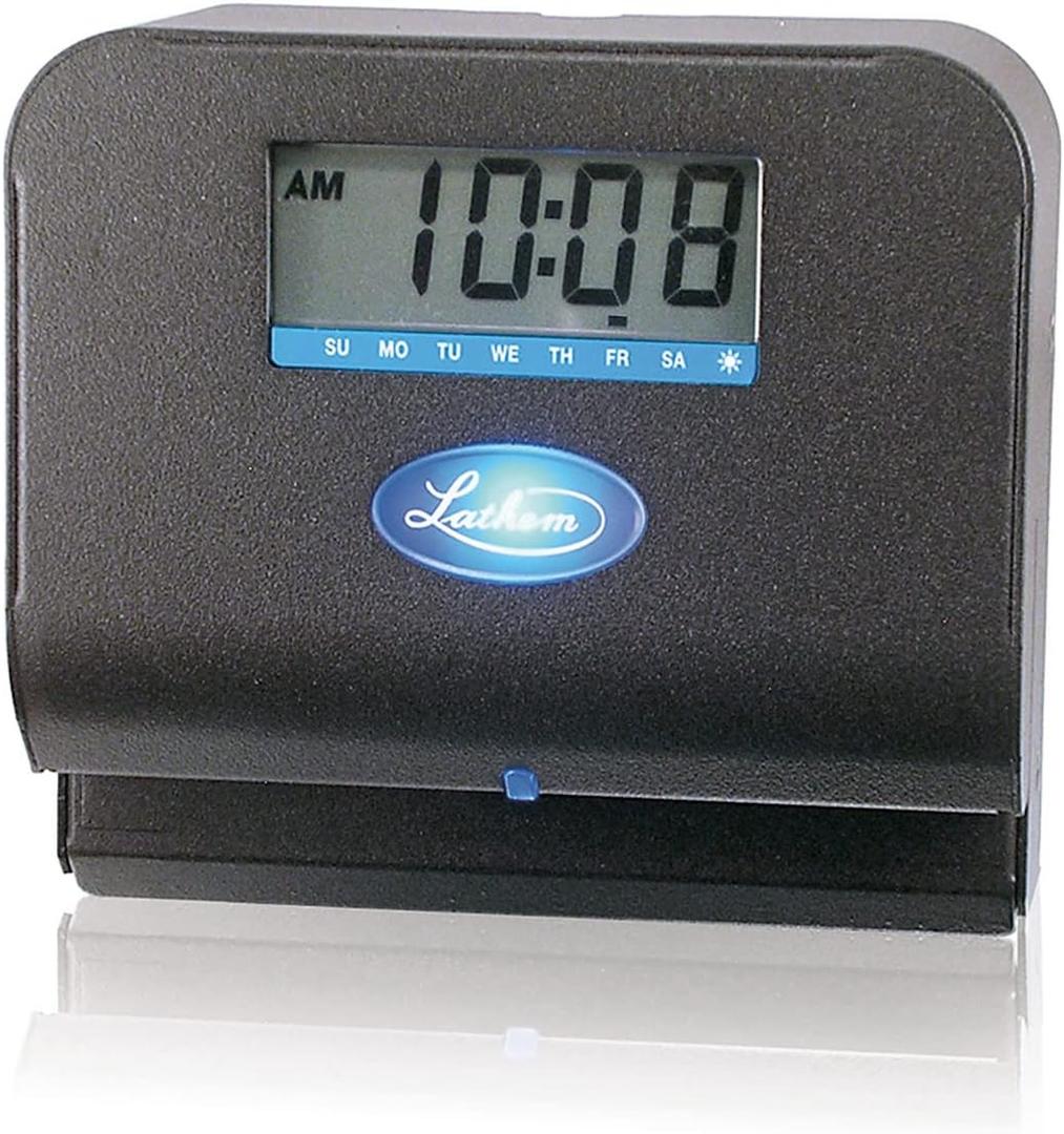 Lathem Tru-Align Thermal Print Time Clock, Automatic, Includes 25 E8 Time Cards, Gray (800P)
