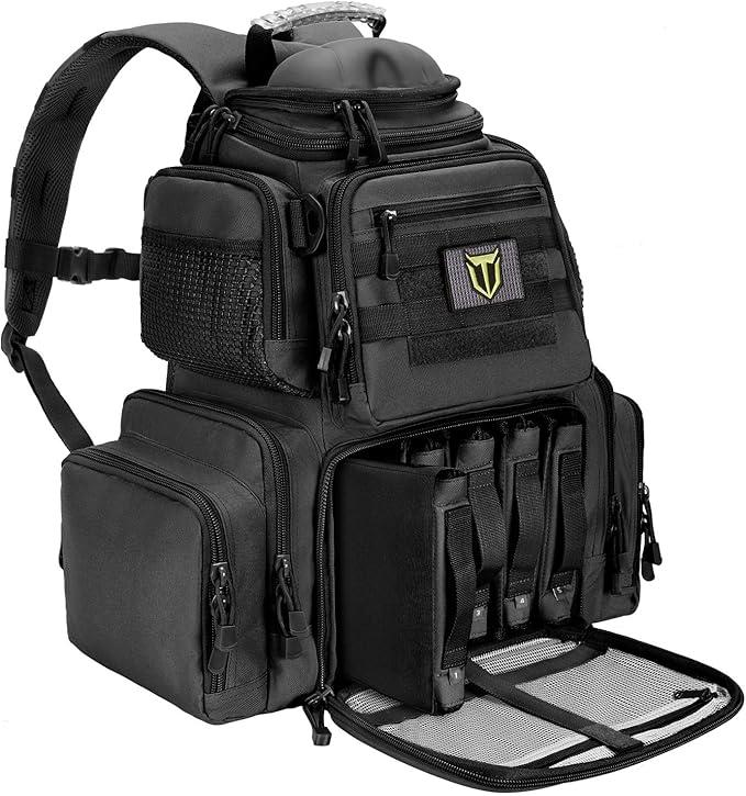 TIDEWE Tactical Range Backpack Bag for Gun and Ammo with Pistol Case (Black)