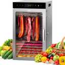 Commercial Food Dehydrator Machine 18-Tray, 86-194 Temperature Control, 800W Fast Drying Dehydrater, Low Noise <45dB, 24H Timer, LED Display, Stainless Steel Dehydrator for Meat Jerky Beef Fruit Herb