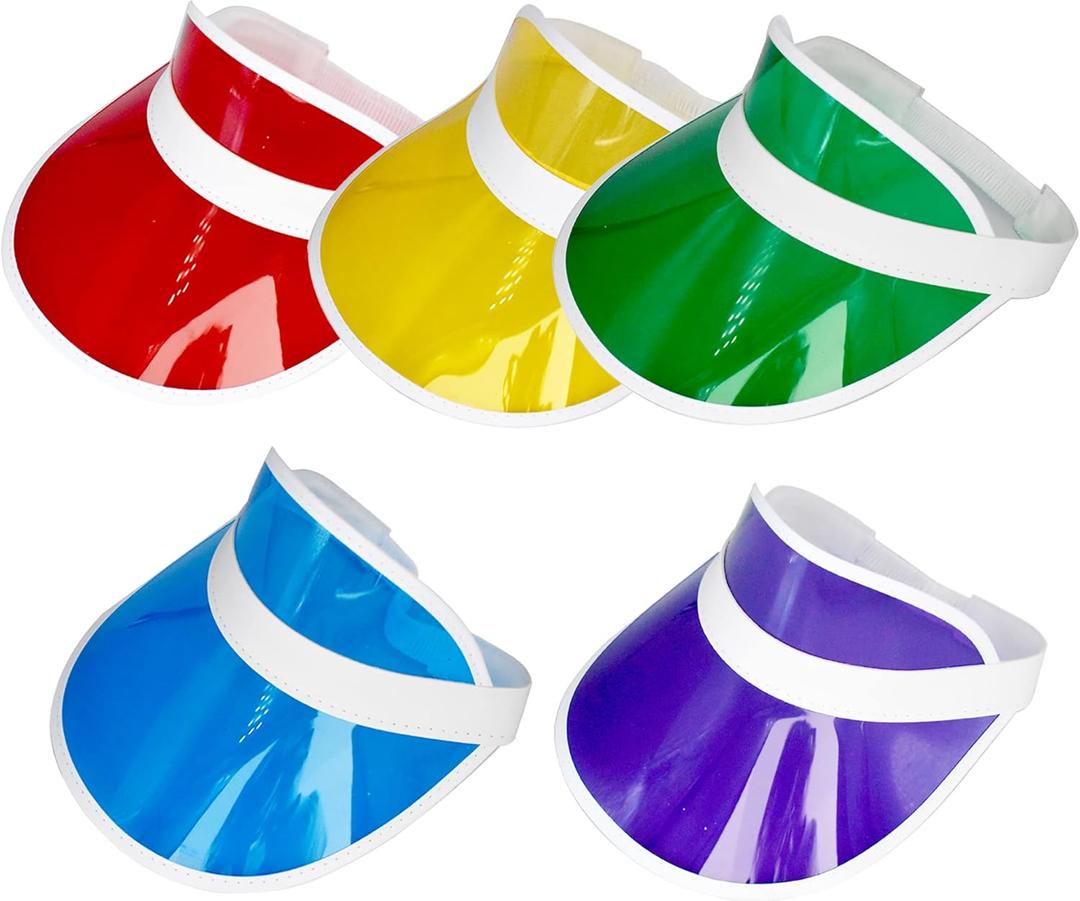 Yuanhe Clear Sun Visor Plastic Casino Dealer Poker Visors Beach Sunhat for Women UV Protection 5PCS (One Size, Multicolor)