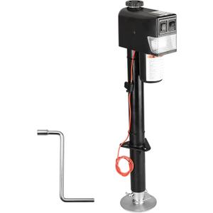 RVGUARD Electric Power Tongue Jack, 3500LB Trailer Jack for A-Frame Trailer with Manual Crank Handle, 18inch Lift, 12V DC and Bright LED Lights, Black