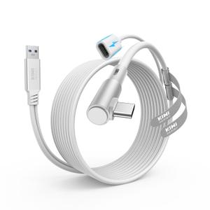 KIWI design Link Cable with Charging 16FT Compatible with Meta Quest 3S/3/2/Pro/Pico 4 Accessories and PC/SteamVR, USB 3.0 to USB C Link Cable with 5Gbps Super Speed for Extended Gameplay, White