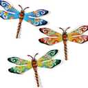 Scwhousi Metal Dragonfly Outdoor Wall Decor,Patio Fenxce Wall Art,Hanging Decorations for Living Room,Bedroom,3 Pack
