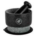 Laevo Mortar and Pestle Large Set - Black Granite Stone Spice Grinder, 2.1 Cup Capacity, 5.5 Inches - Reversible Molcajete Mexicano - Guacamole, Spices - Large Mortar and Pestles Set