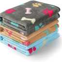 Luciphia 1 Pack 3 Blankets Fluffy Premium Fleece Pet Blanket Flannel Paw Printed Throw for Dog Cat(Small 23x16'', Grey/Brown/Blue)