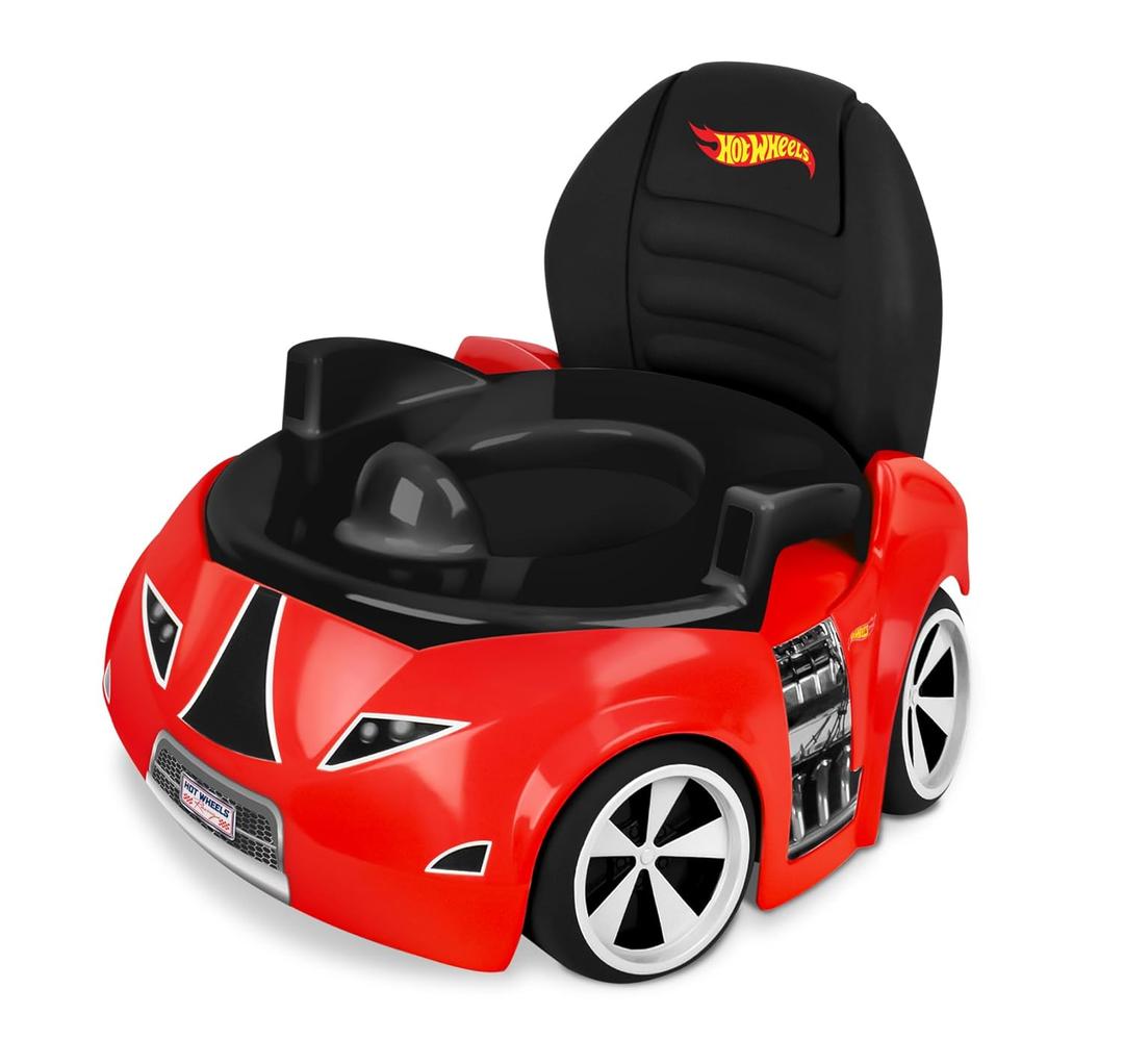 Hot Wheels Race Car Potty Training Toilet, Includes Detachable Toddler Toilet Seat and Kids Potty, Ages 12 Months and Up, Red